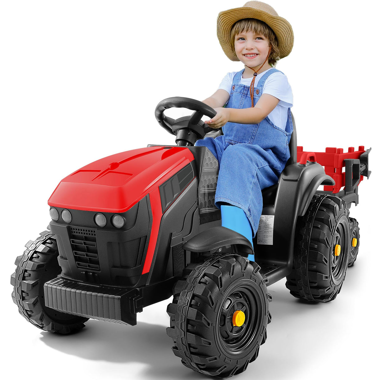 ELEMARA ride-on tractor front view, sturdy build for outdoor adventures