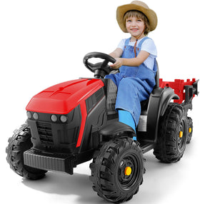ELEMARA ride-on tractor front view, sturdy build for outdoor adventures