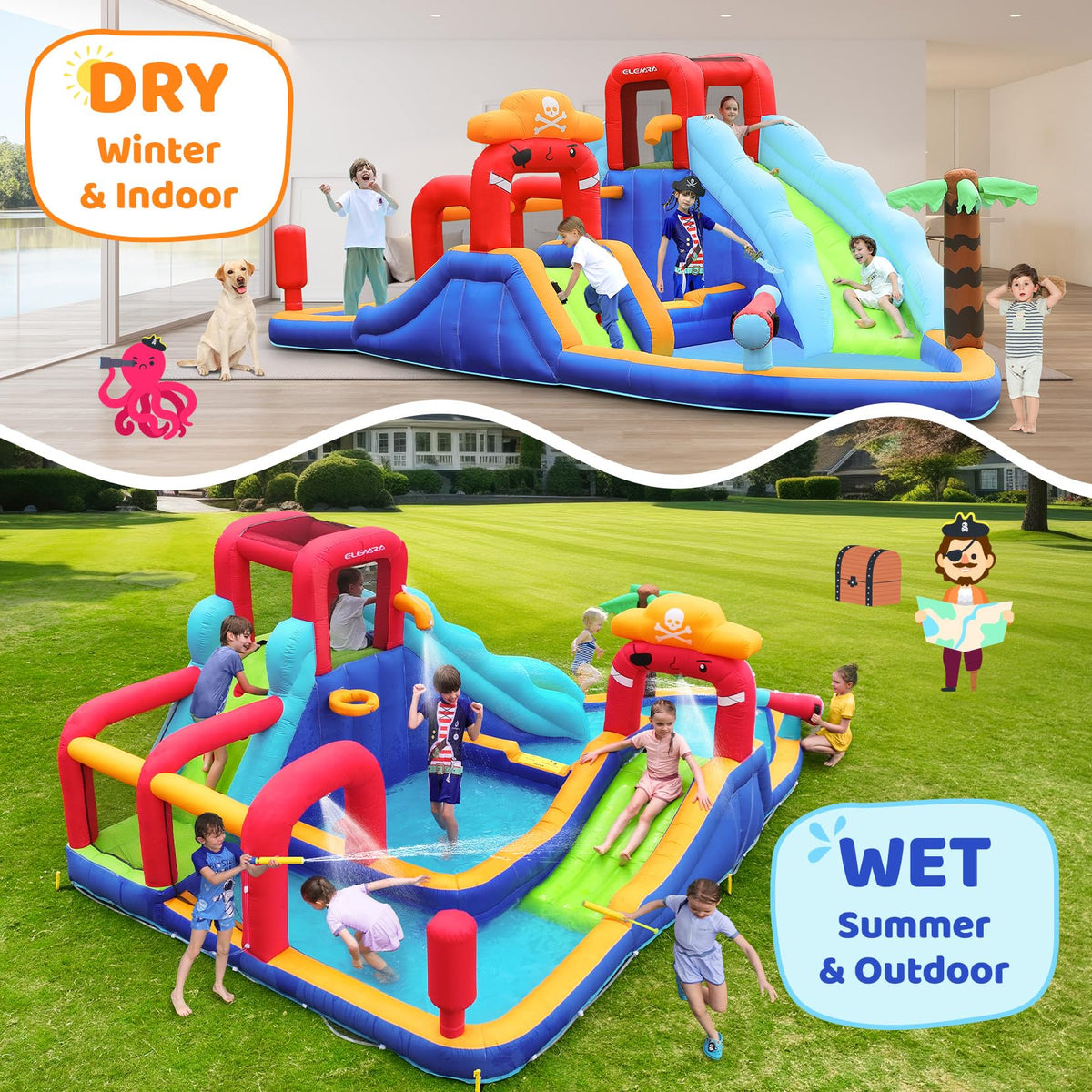 Sturdy mesh safety walls keep play area visible for guardians.