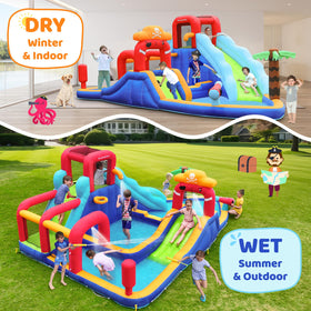 Sturdy mesh safety walls keep play area visible for guardians.