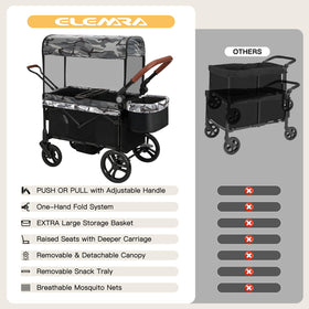 Elemara two-seat setup with harness keeps young riders secure