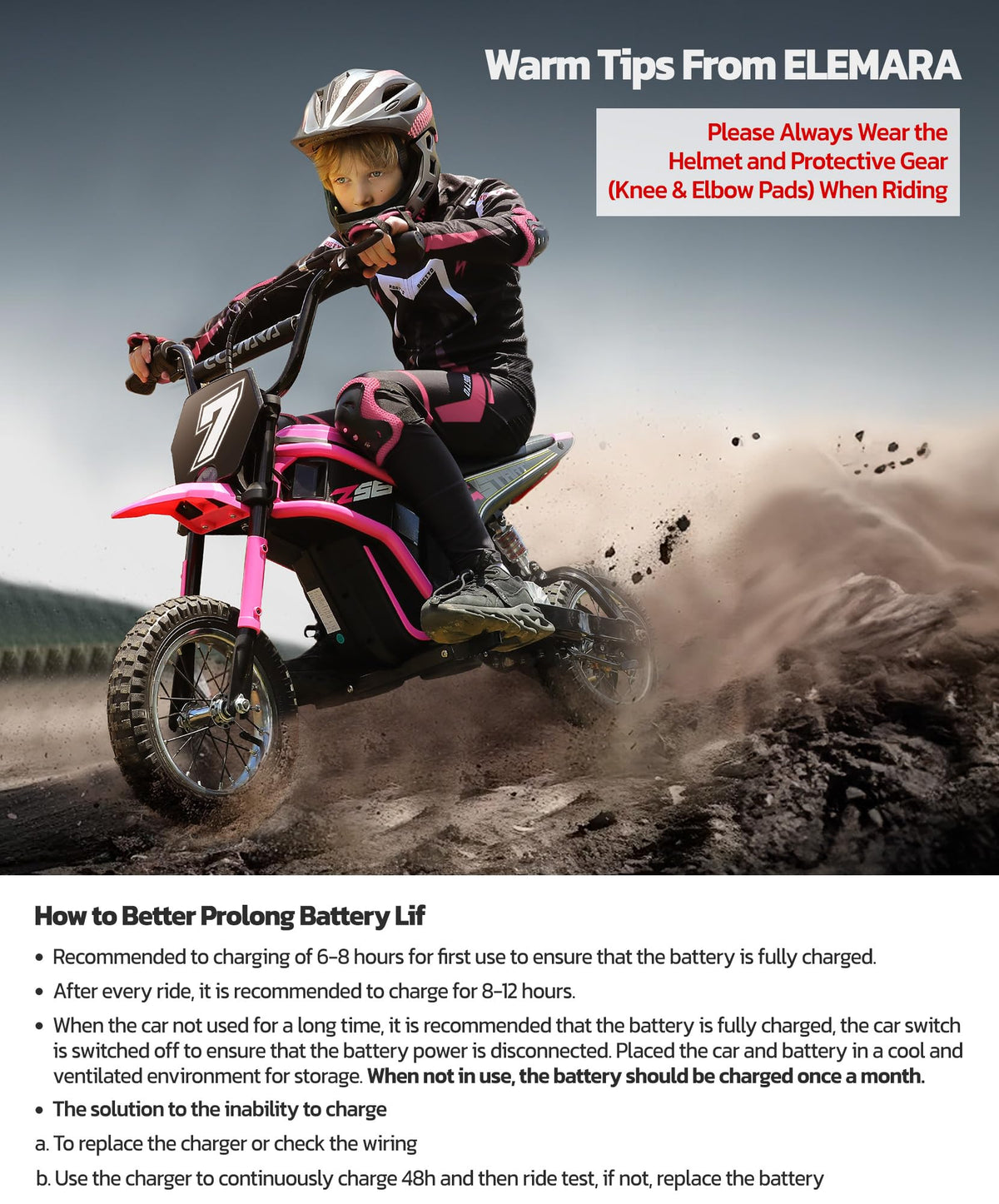 ELEMARA twist-grip throttle enables precise, kid-friendly acceleration
