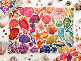 Elena Essex completed Sea Shells puzzle revealed on table