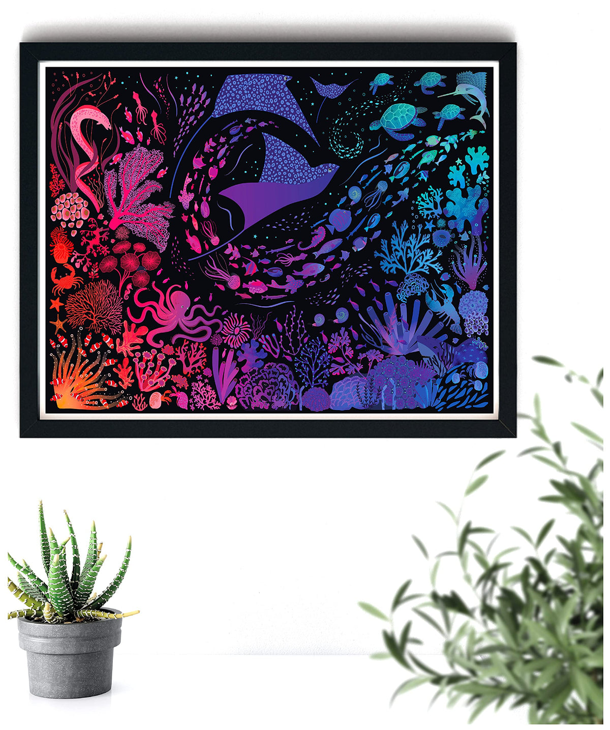 Elena Essex Night Reef finished size 27.5 by 19.7 inches provides ample display