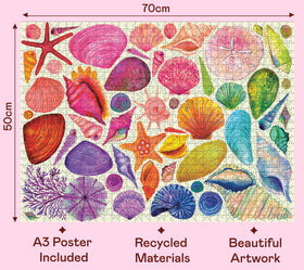 Elena Essex Sea Shells beach-scene puzzle showing colorful shells