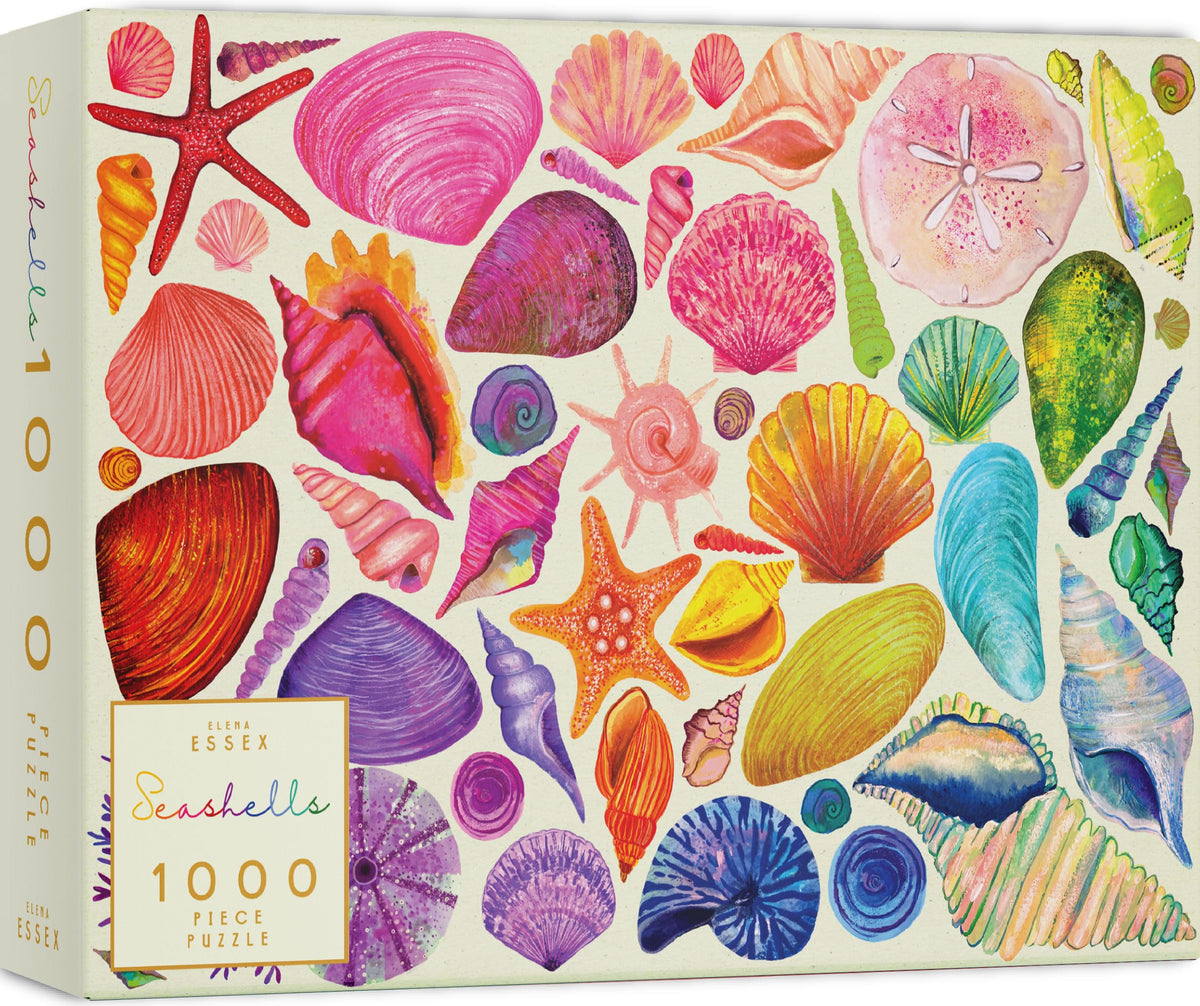 Elena Essex Sea Shells puzzle cover with vibrant beach colors