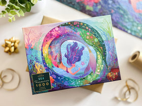 Elena Essex Sea Treasures puzzle artwork spread, inviting immersive ocean exploration during quiet evenings.