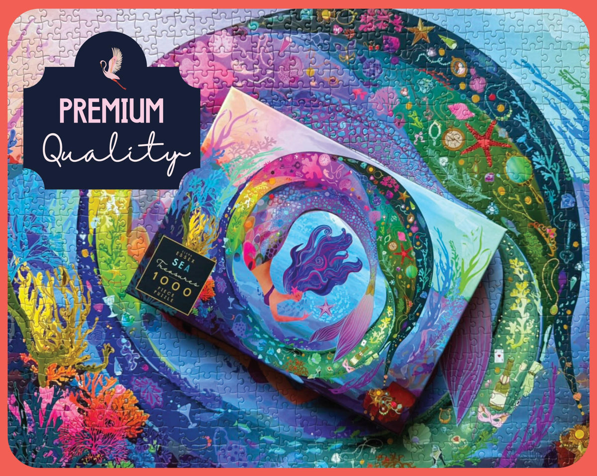 Elena Essex Sea Treasures puzzle close-up of ocean creatures, perfect for mindful mornings.