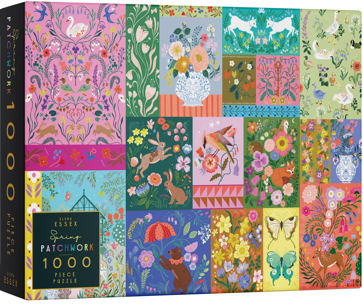 Elena Essex Spring Patchwork puzzle cover with vibrant colors for relaxing evenings.
