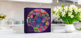 Elena Essex round puzzle diameter 26.5 inches offers a generous surface.