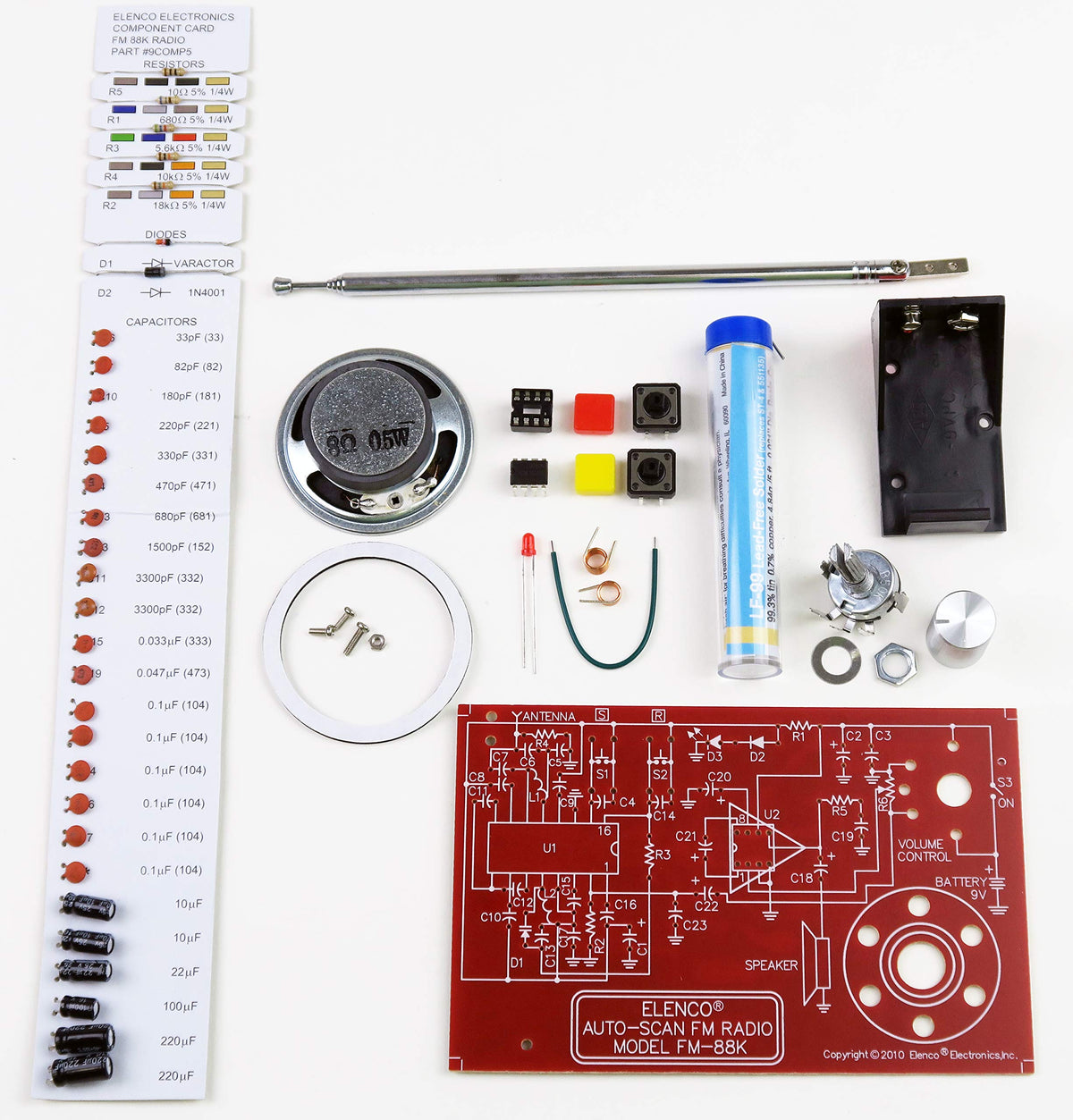 Elenco FM Radio Kit kit-packaging image emphasizing beginner-friendly setup.