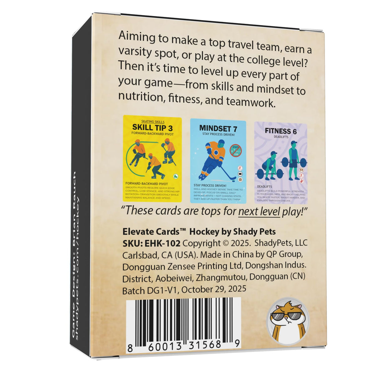 Elevate Cards forward card showing tips for sharper skating and angles.