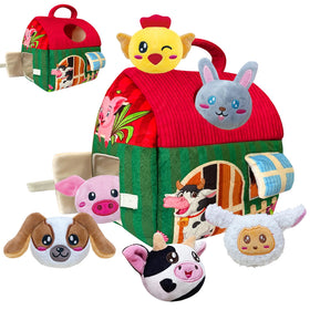 Elfew Farm Animal Plush: six soft animals for baby sensory play