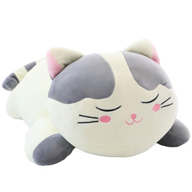 elfishgo cat big plush hugging pillow in gray offers a cozy bedtime companion.