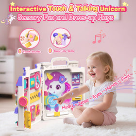 ELFJOY unicorn busy house with real hair for imaginative grooming play