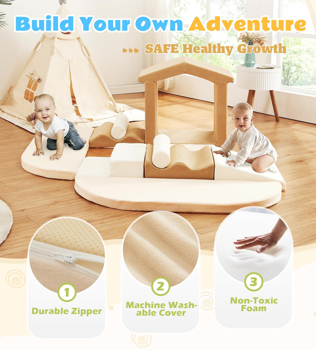 Elftopia interlocking cylinders enhance modular creativity and versatile climber configurations.