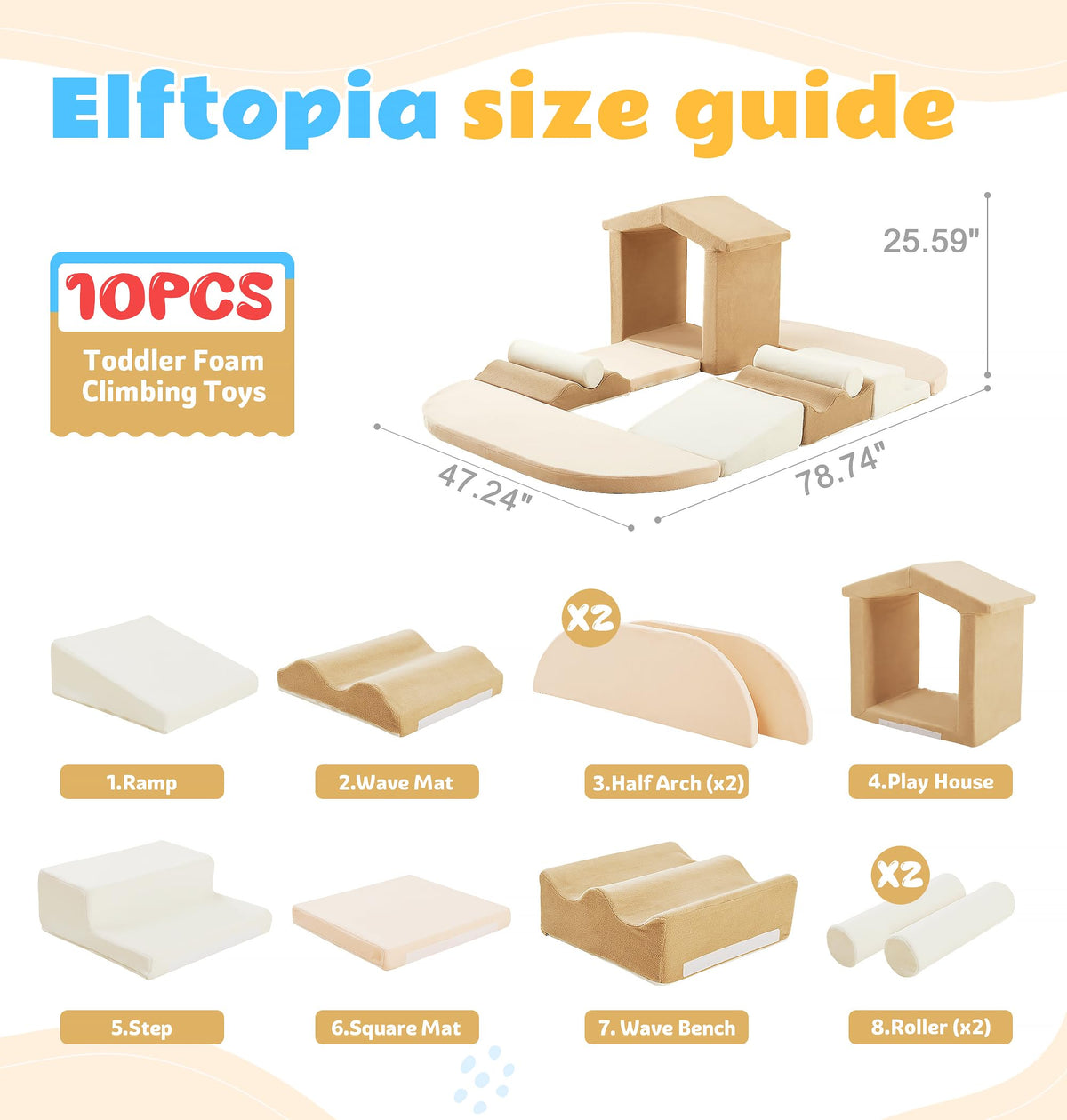 Elftopia climbing blocks with ramps encourage gross motor activity and coordination.