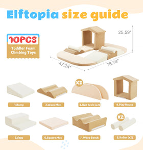 Elftopia climbing blocks with ramps encourage gross motor activity and coordination.
