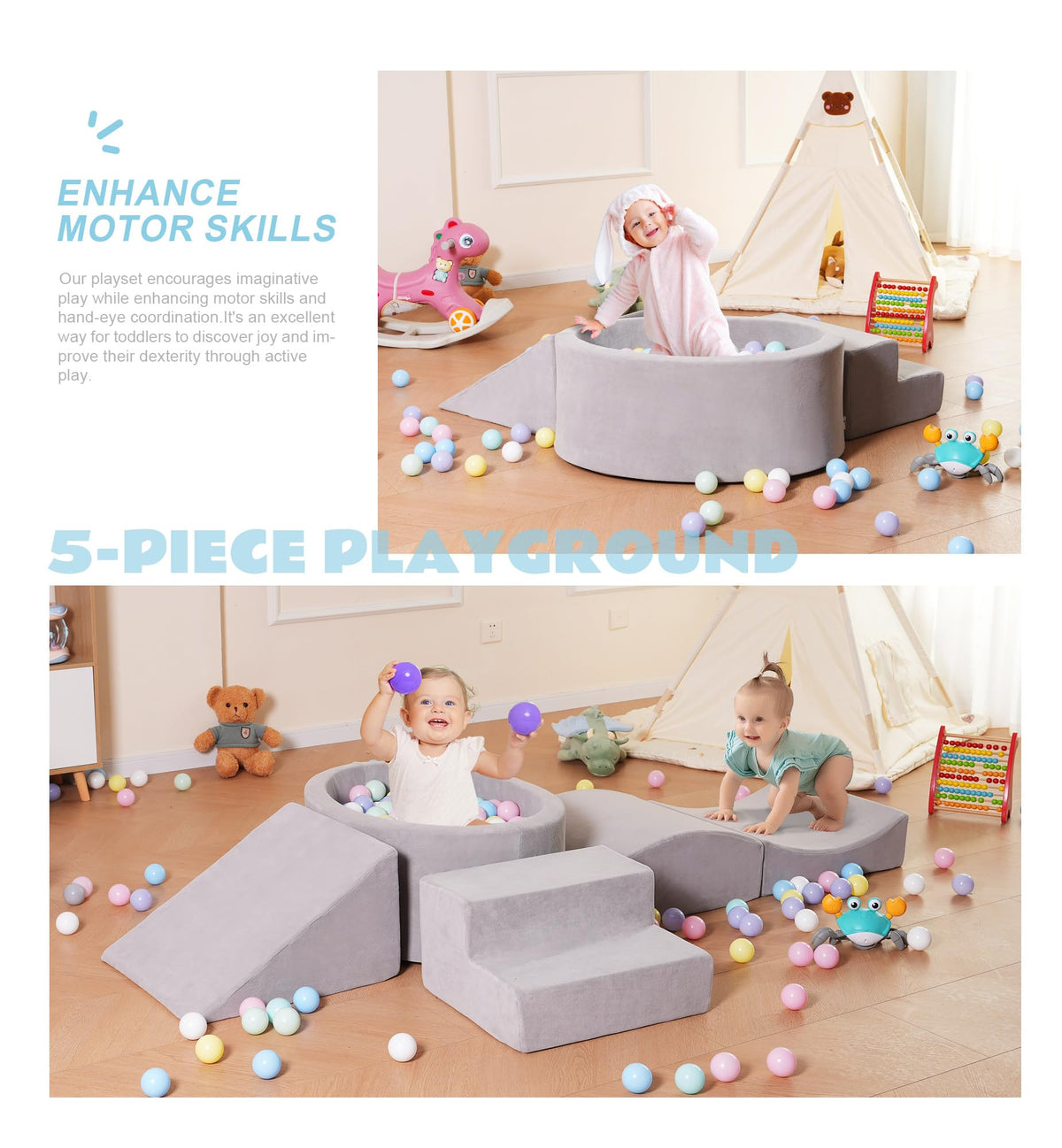 Elftopia fastening strips keep foam modules firmly attached for uninterrupted play sessions.