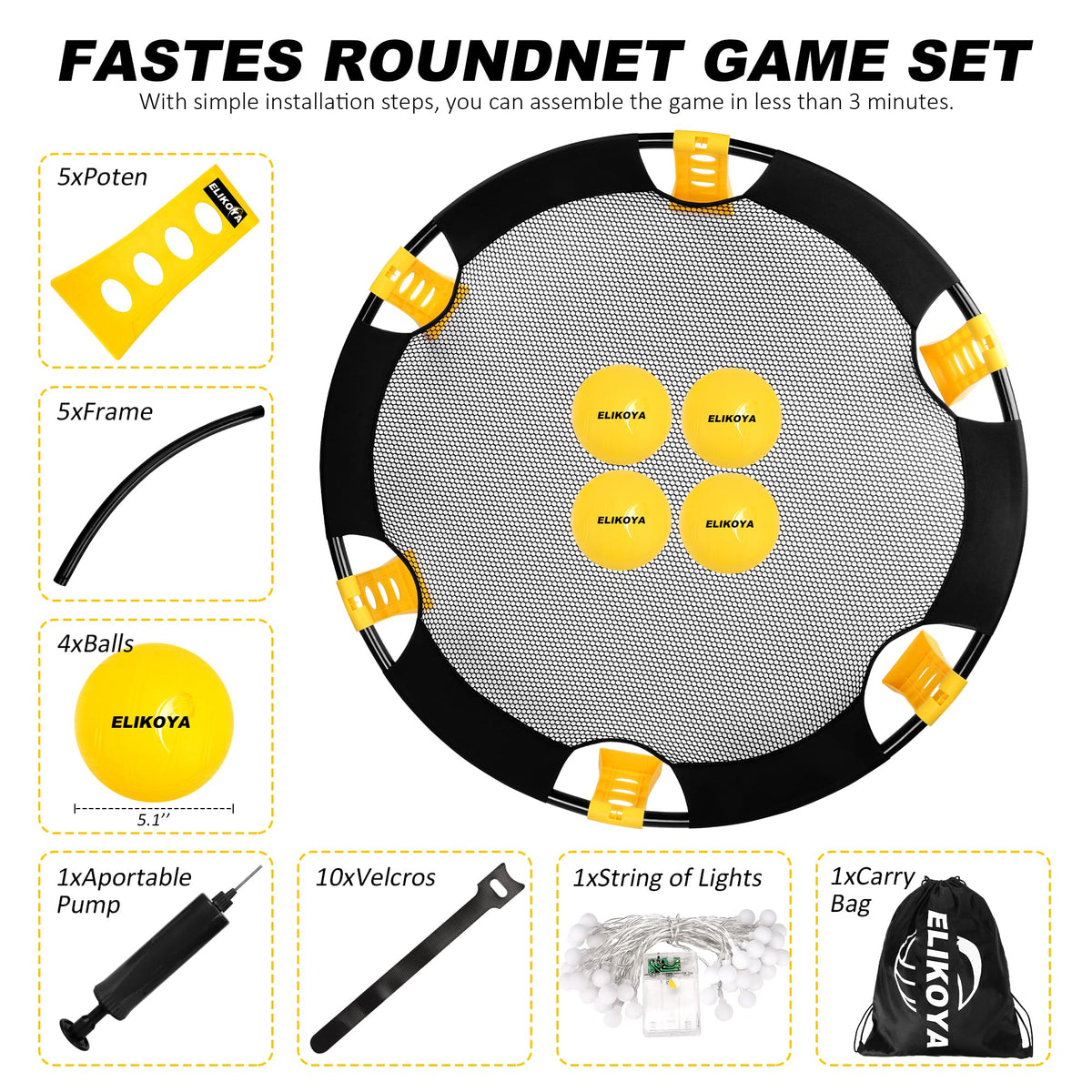 Elikoya competition net shown for skilled players during intense rounds.
