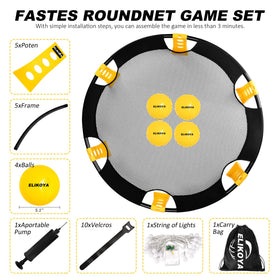 Elikoya competition net shown for skilled players during intense rounds.