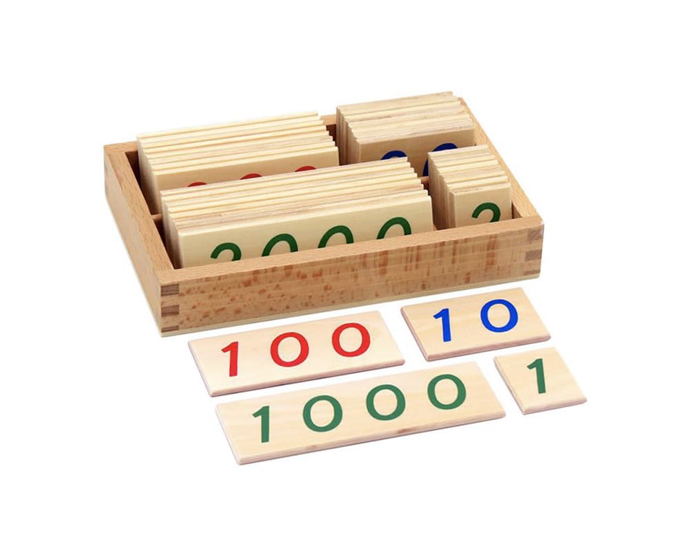 Elite Montessori small number cards 1 to 9000 in wood for decimal system exploration and math skills