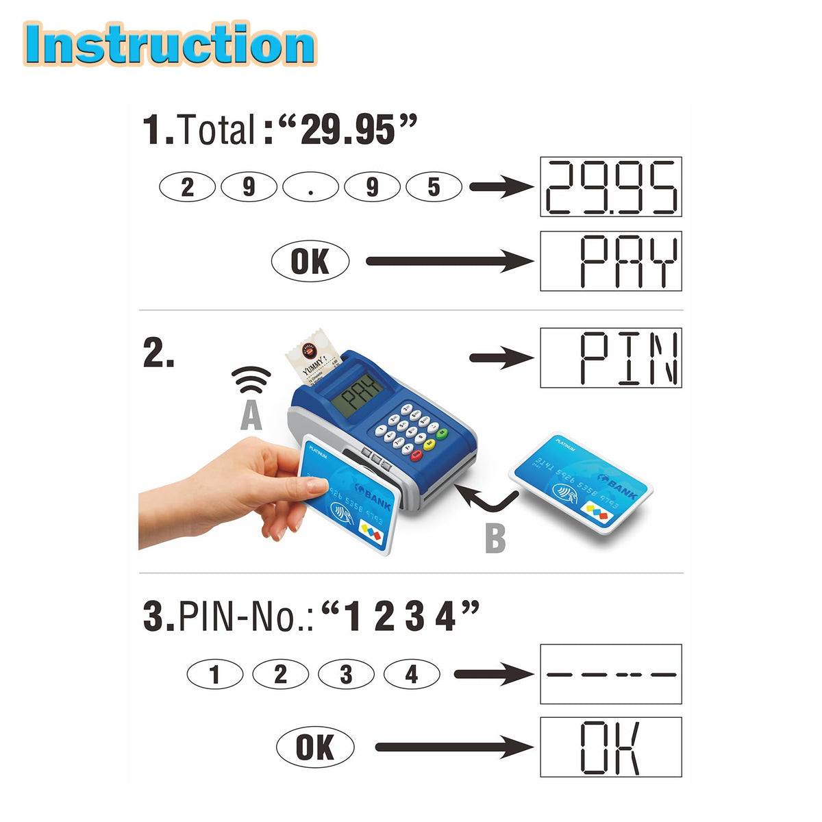 Ella Dream receipts printer simulates checkout printing for pretend purchases.