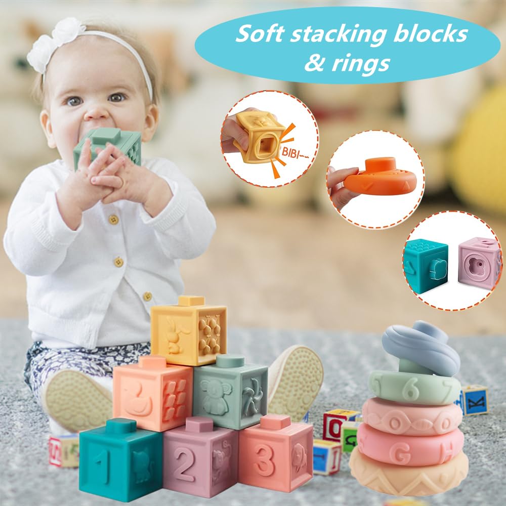 ELLECK stacking rings helping color recognition and precise grip during play.
