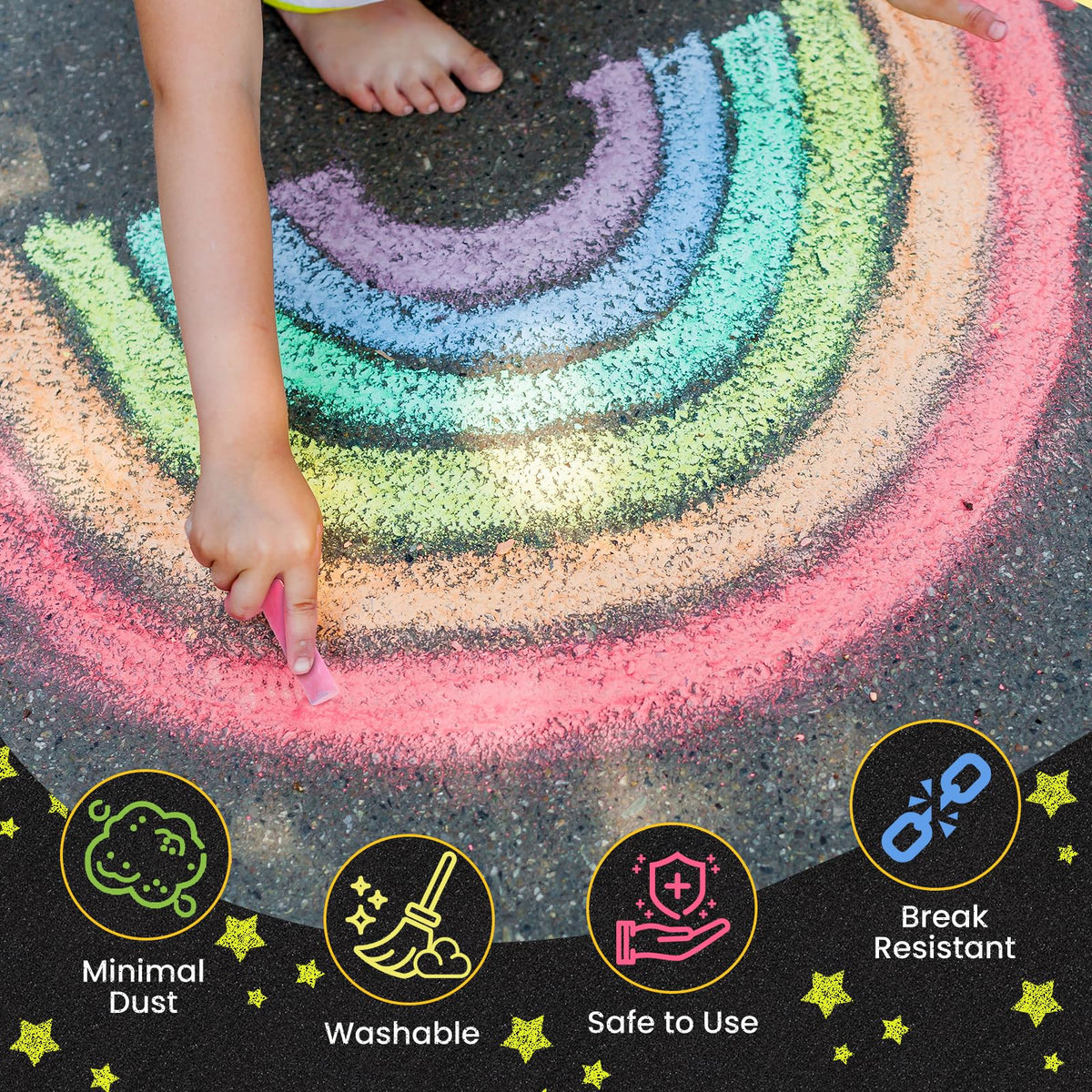 Ideal for classroom activities and outdoor sidewalk art sessions.