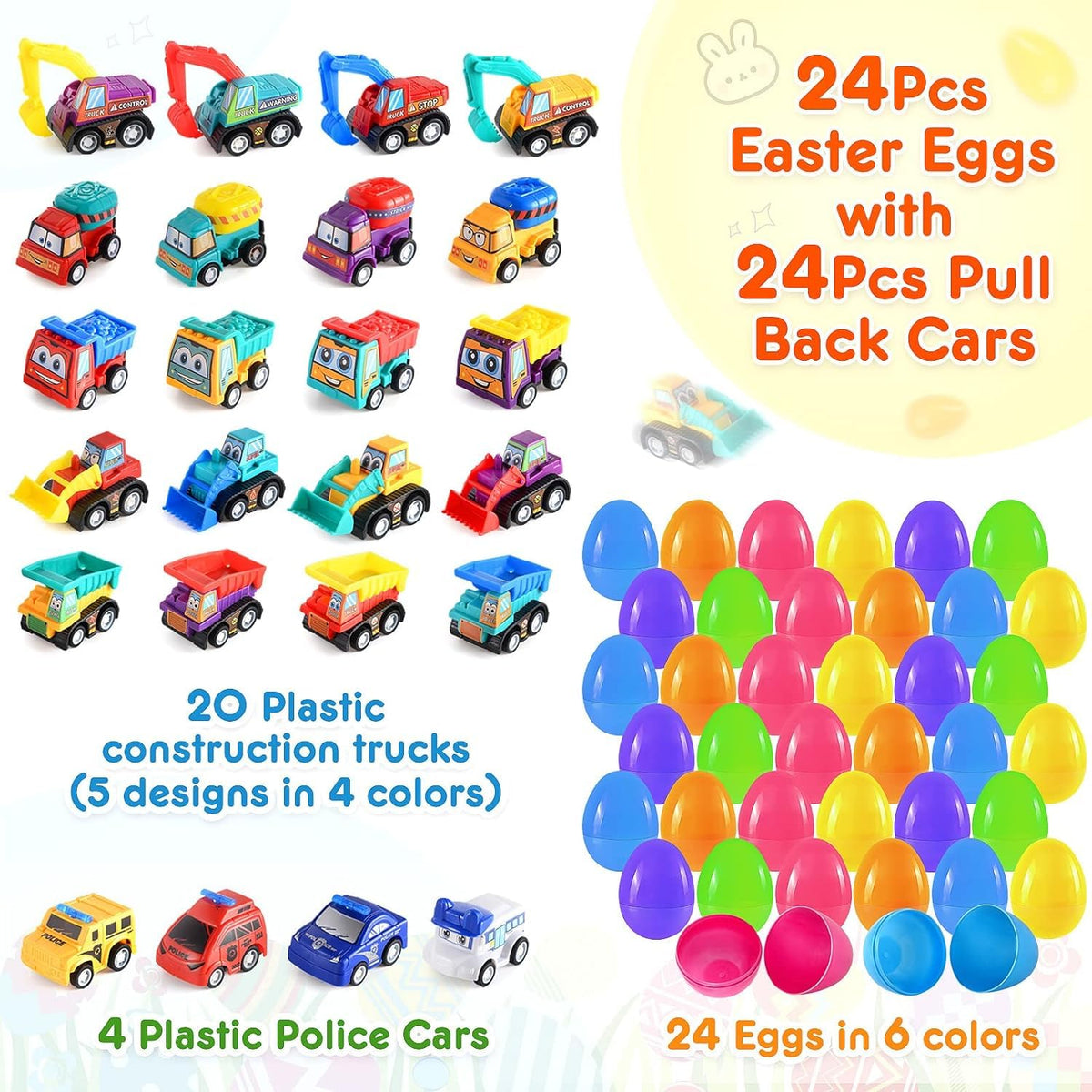 Ellinjan construction vehicle toy inside egg encourages imaginative play.