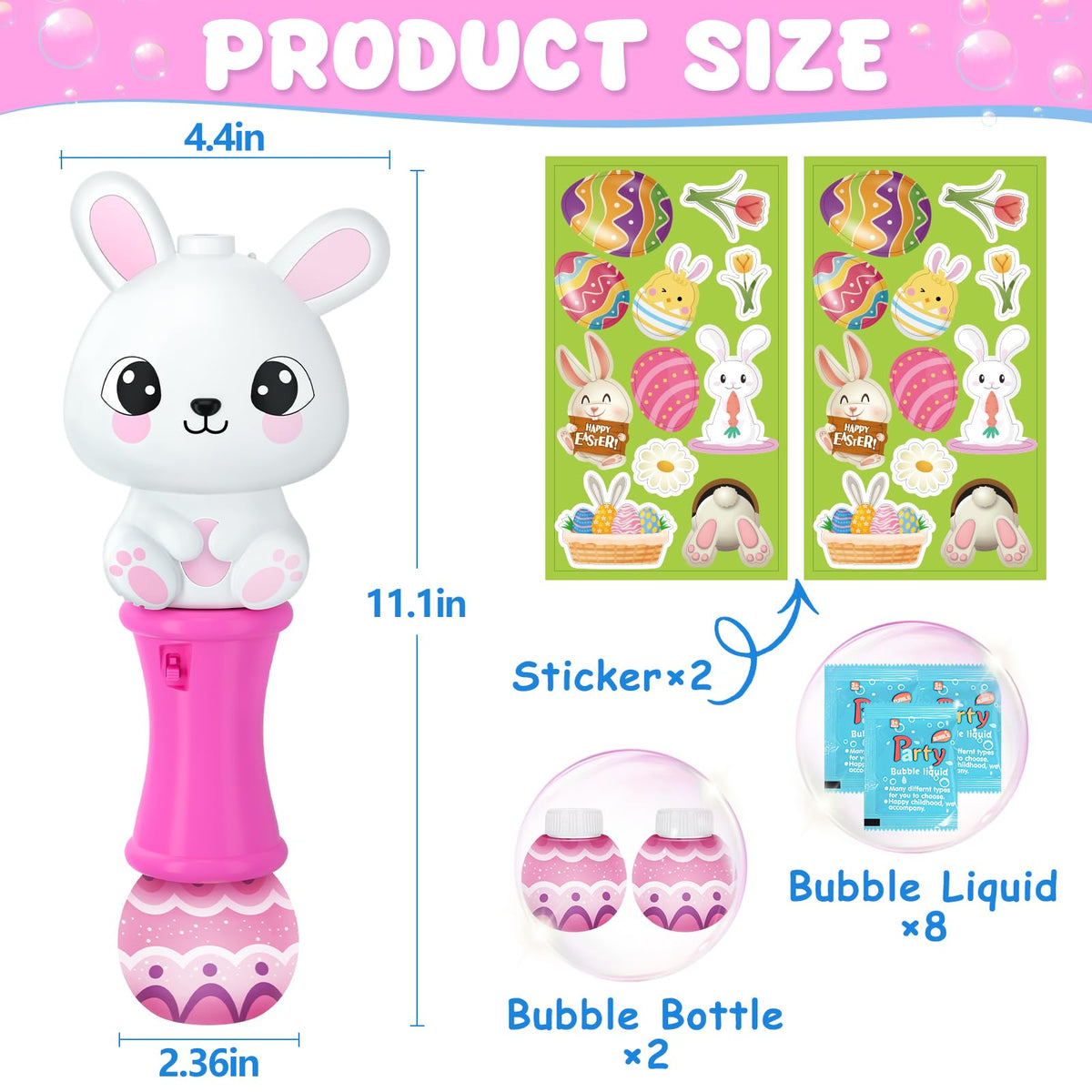 Ellinjan Easter Bunny Bubble Wand purple with color-changing LEDs for festive play.