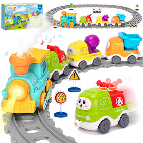 Ellinjan electric train locomotive with lights for imaginative play and focus