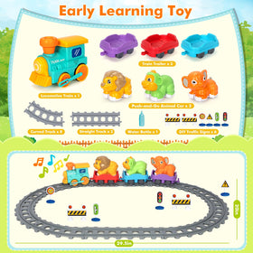 Ellinjan electric train set animal trailer car connects easily for imaginative railway adventures.