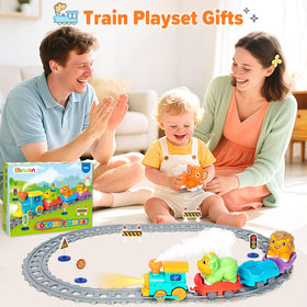 Ellinjan electric train set lights and cheerful sounds enhance playtime and engagement.
