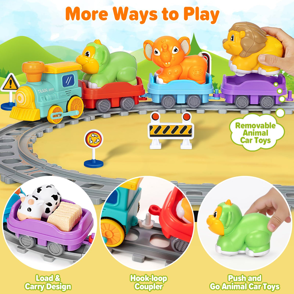 Ellinjan electric train set traffic signs help kids learn colors and basic road awareness.