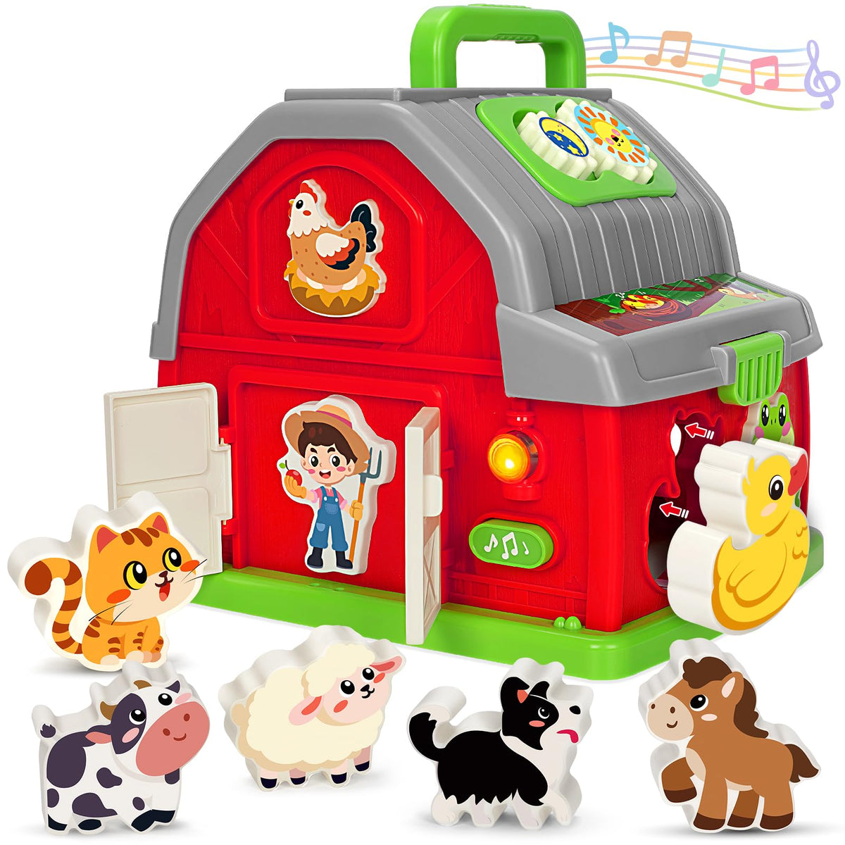Ellinjan Montessori farm barn with light and sound for toddlers