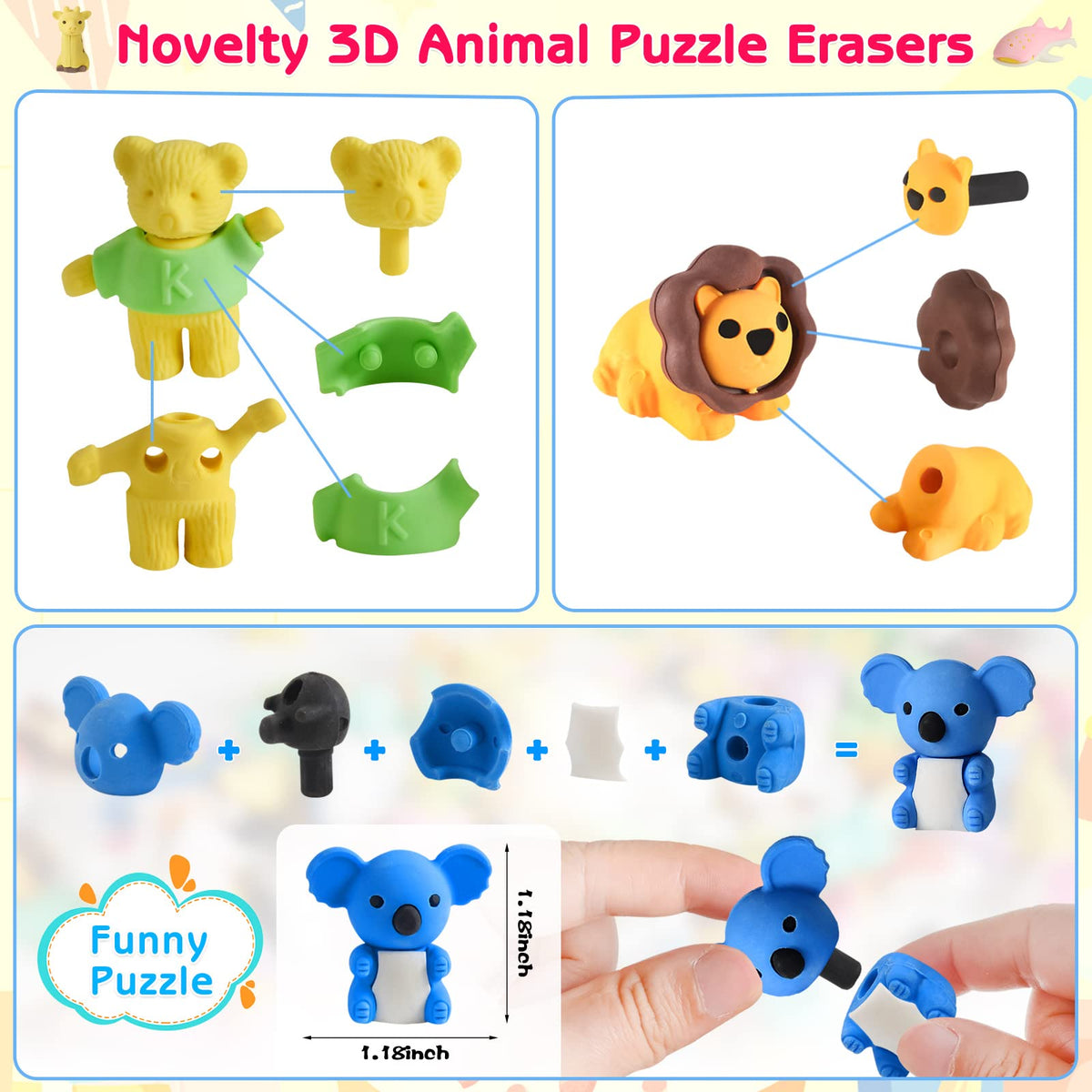 Ellinjan party favors erasers suitable for goody bags and celebrations.