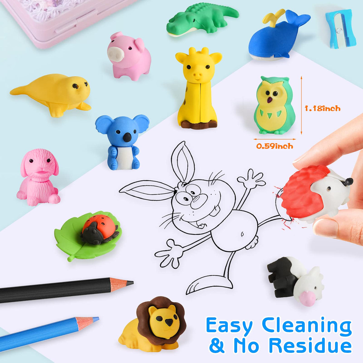Ellinjan safari animal erasers highlighting rich land animal options for collections.