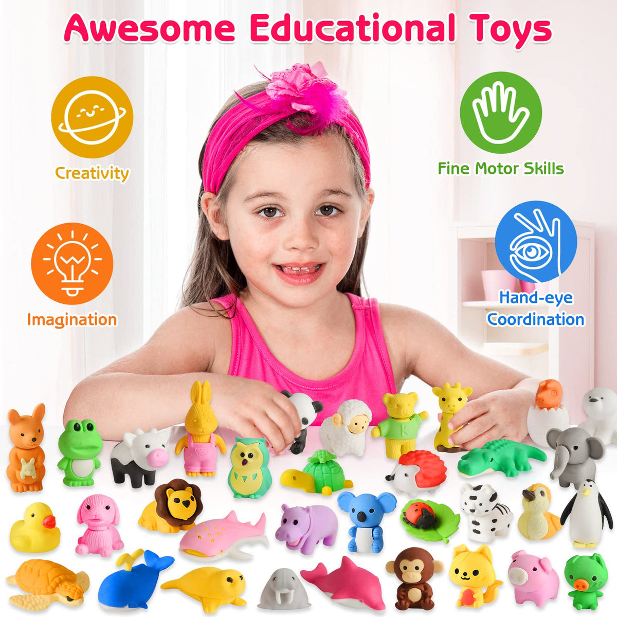 Ellinjan sea life erasers featuring ocean creatures for tactile learning.