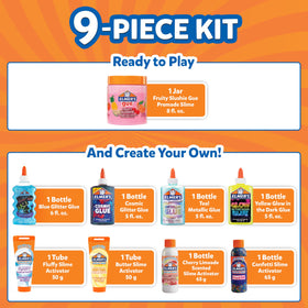 Elmer’s All-Star Slime Kit cherry limeade scented activator bottle for a fresh aroma.