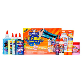 Elmer’s All-Star Slime Kit yellow glow-in-the-dark glue bottle for glow effects in slime.