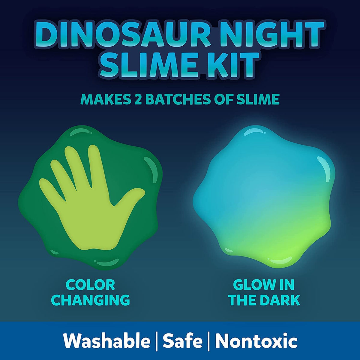 Elmer’s Dinosaur Night Slime Kit magical liquid activator for easy slime creation.