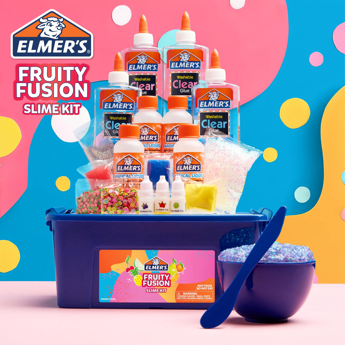 Elmer's Fruity Fusion slime kit assorted mix-ins for texture variety.