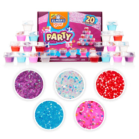 Elmer's Gue premade slime jar closeup shows vibrant texture and ready-to-play fun.