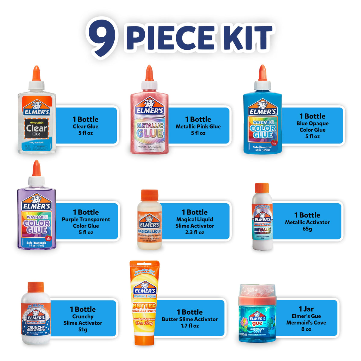 Elmer's Ocean Dive Slime Kit blue color glue to craft ocean hues