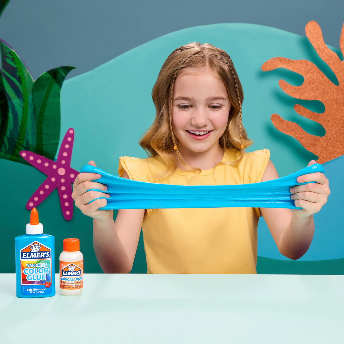 Elmer's Ocean Dive Slime Kit Mermaid's Cove premade slime jar for instant play
