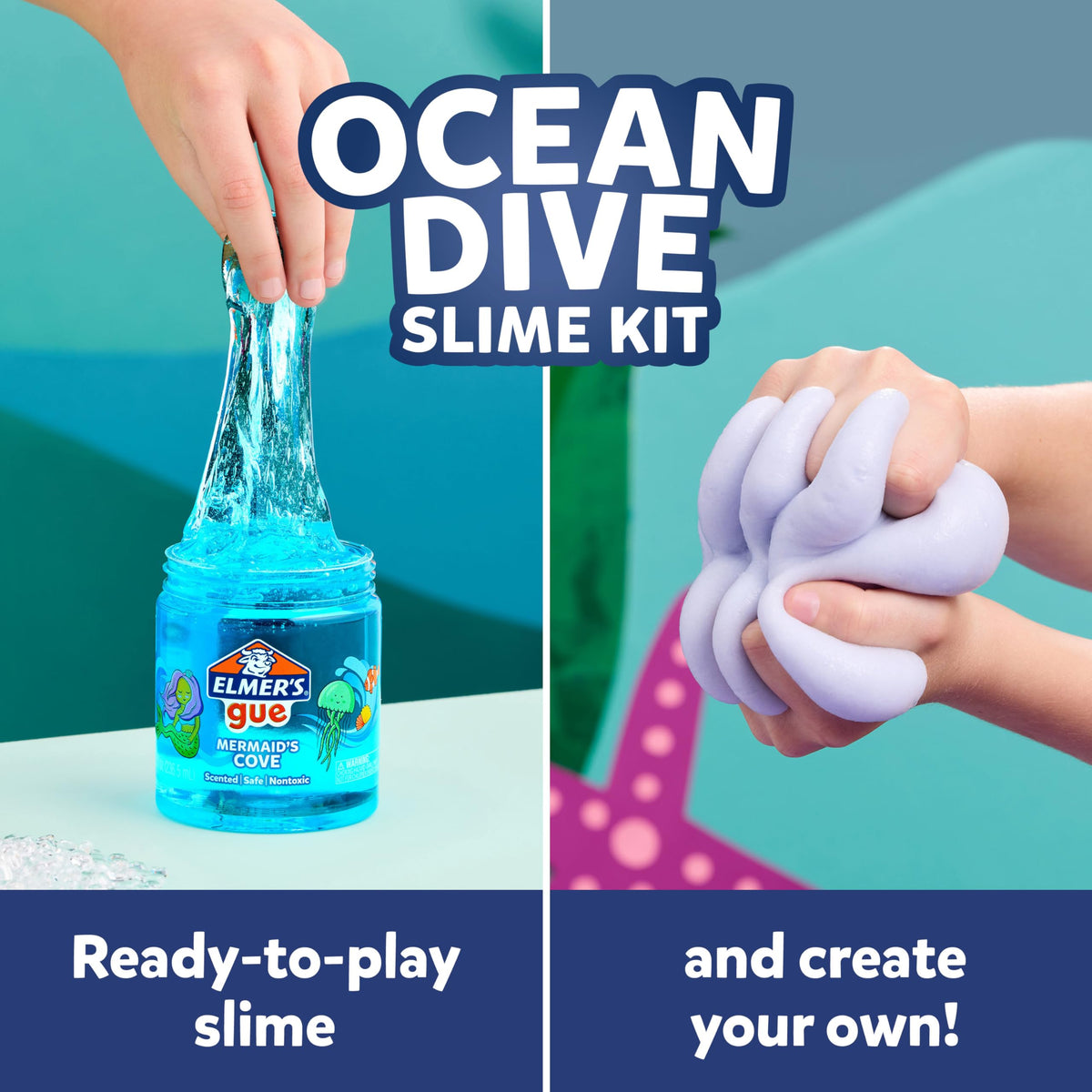 Elmer's Ocean Dive Slime Kit metallic pink glue for shimmering slime textures