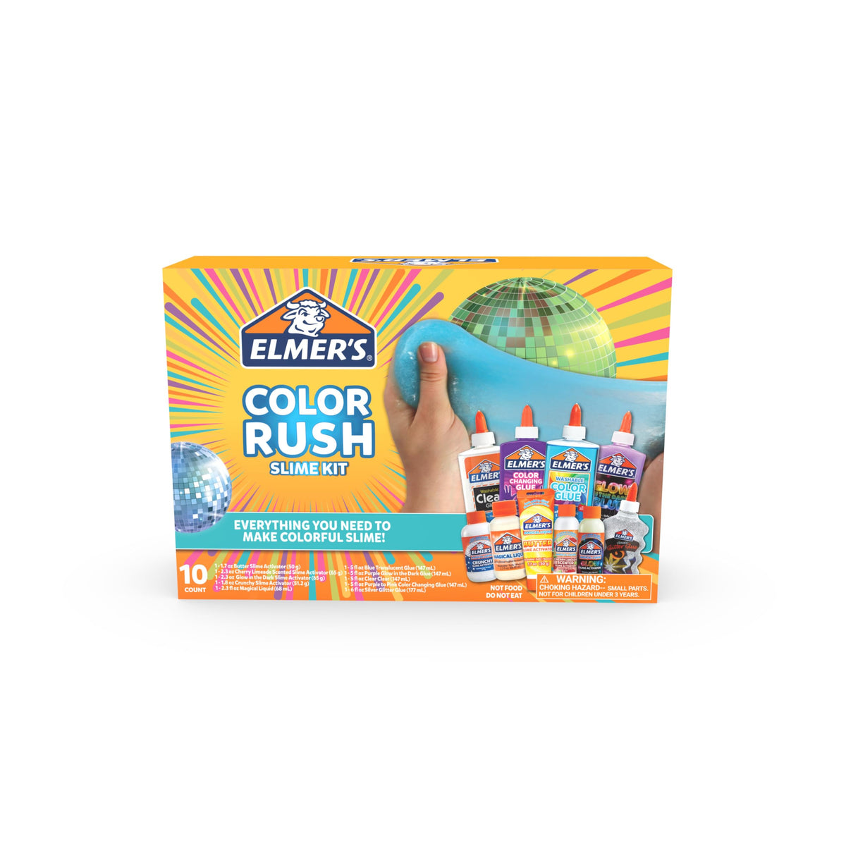 Elmer's translucent blue glue base for bright, translucent slime textures