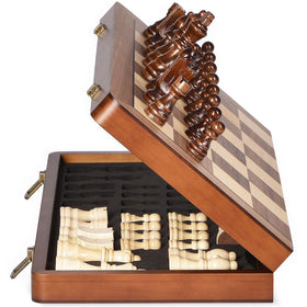 ELONGDI 15-inch wooden chess set with magnetic pieces for travel and play