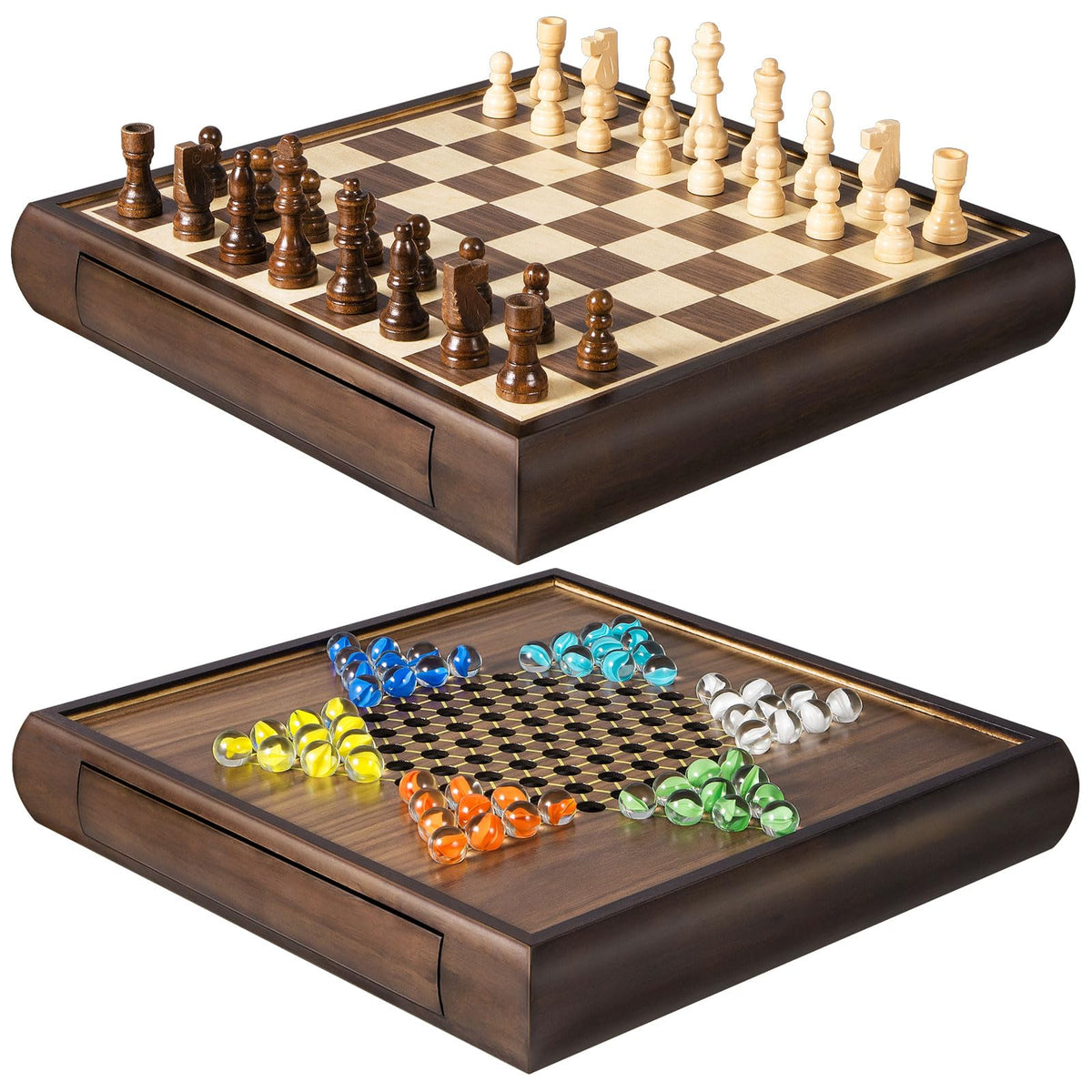 ELONGDI 2-in-1 magnetic chess board with dual sides for versatile home gaming.